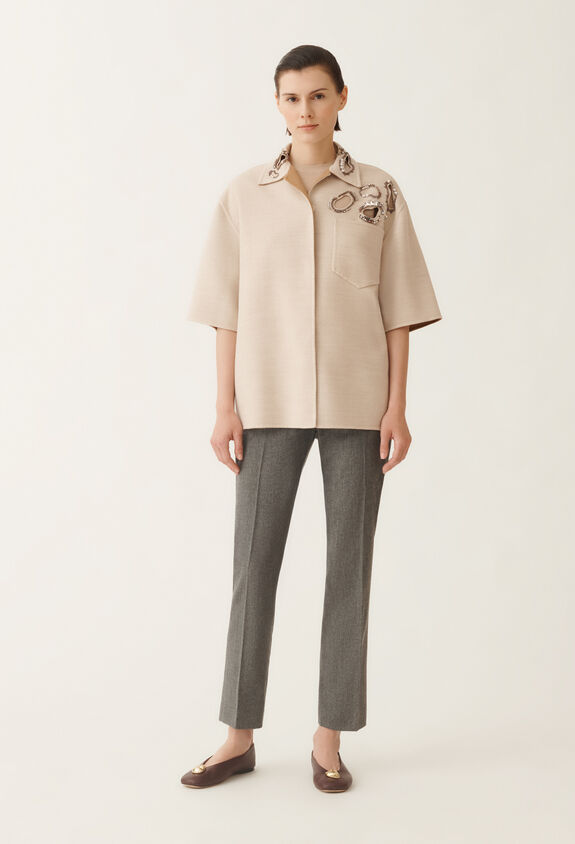 Fabiana Filippi Double wool shirt jacket, rope and wicker BEIGE CTD215F306L5530000