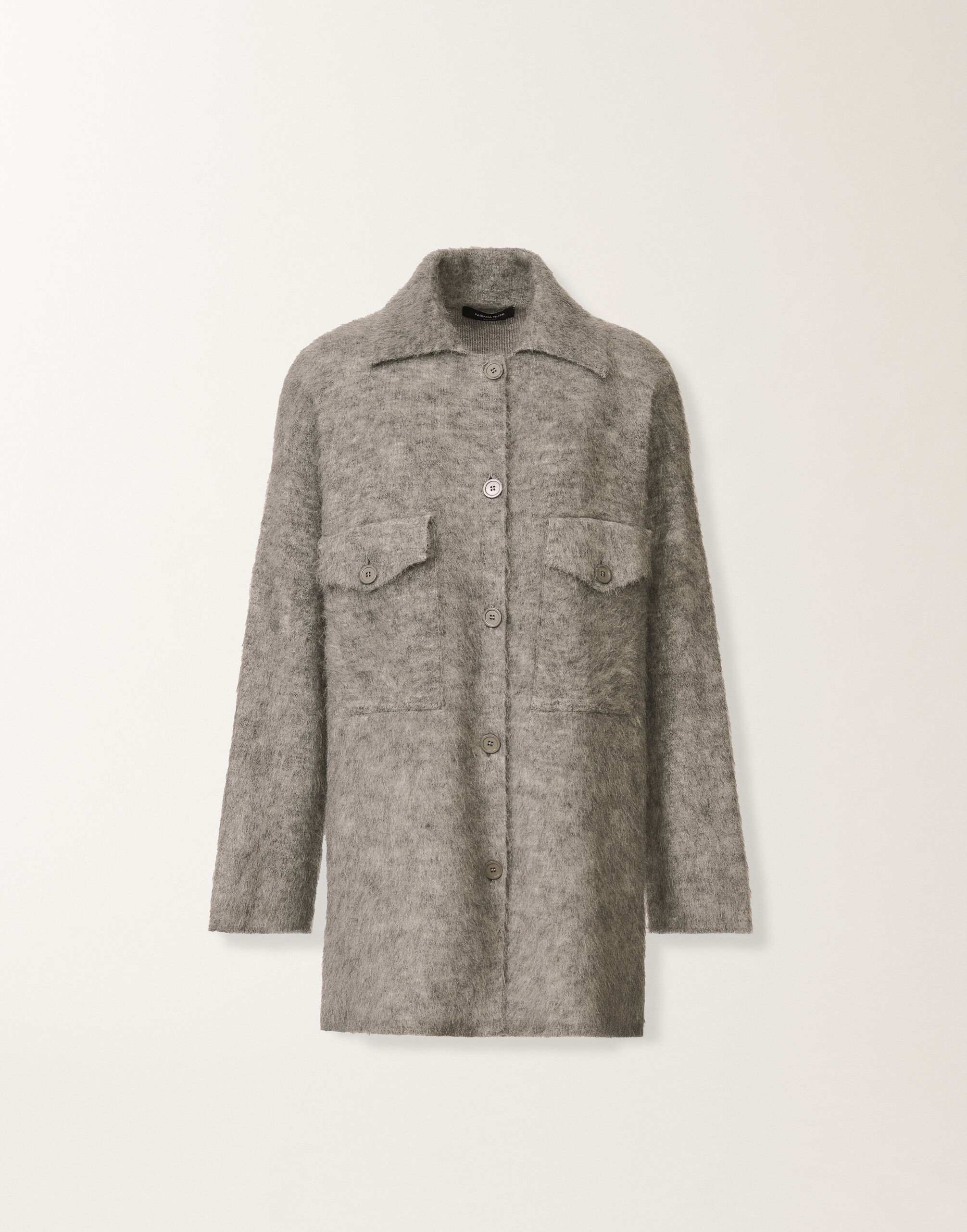 Fabiana Filippi Shirt in brushed merino and mohair, rock Grey MAD225F543L6200000