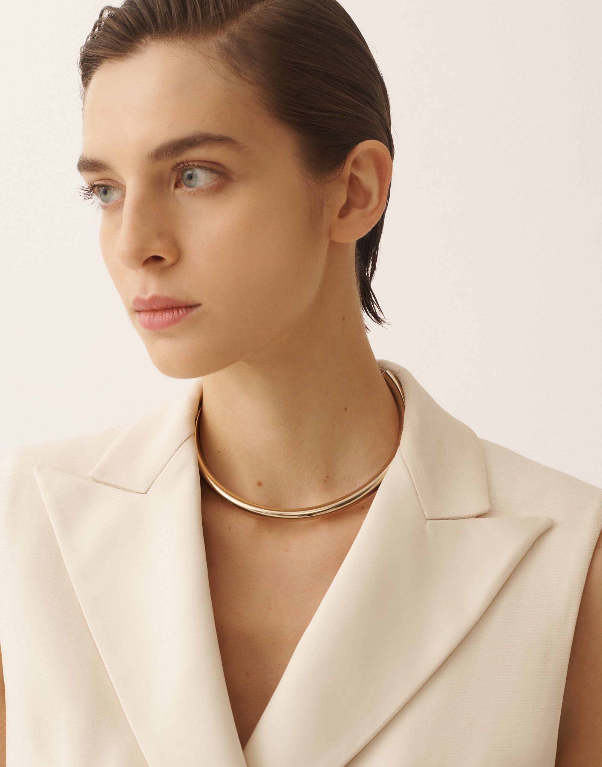 Fabiana Filippi Rigid necklace in brass, greige GREIGE BXD276A956M0470000