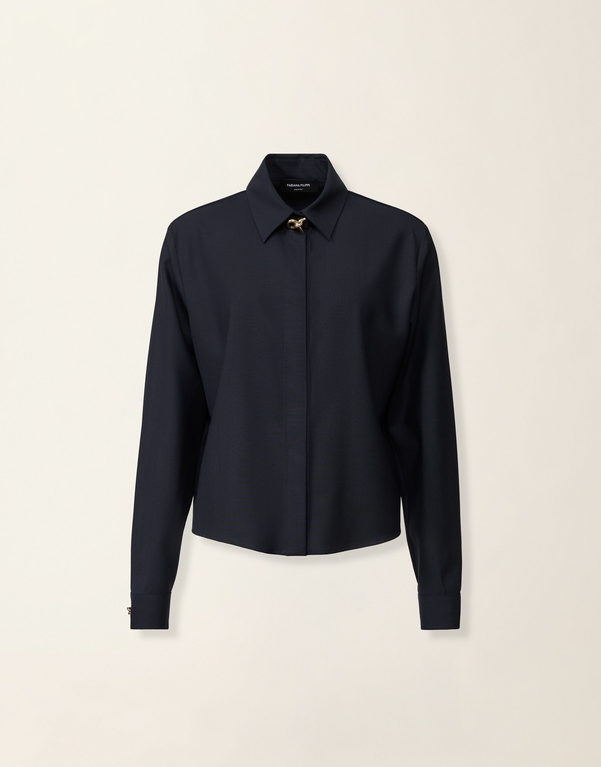 Chemise boxy en laine fraîche, bleu nuit Fabiana Filippi Chemise boxy en laine fraîche, bleu nuit Bleu nuit CAD216F312D6200000