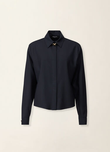 Chemise boxy en laine fraîche, bleu nuit Fabiana Filippi Chemise boxy en laine fraîche, bleu nuit Bleu nuit CAD216F312D6200000