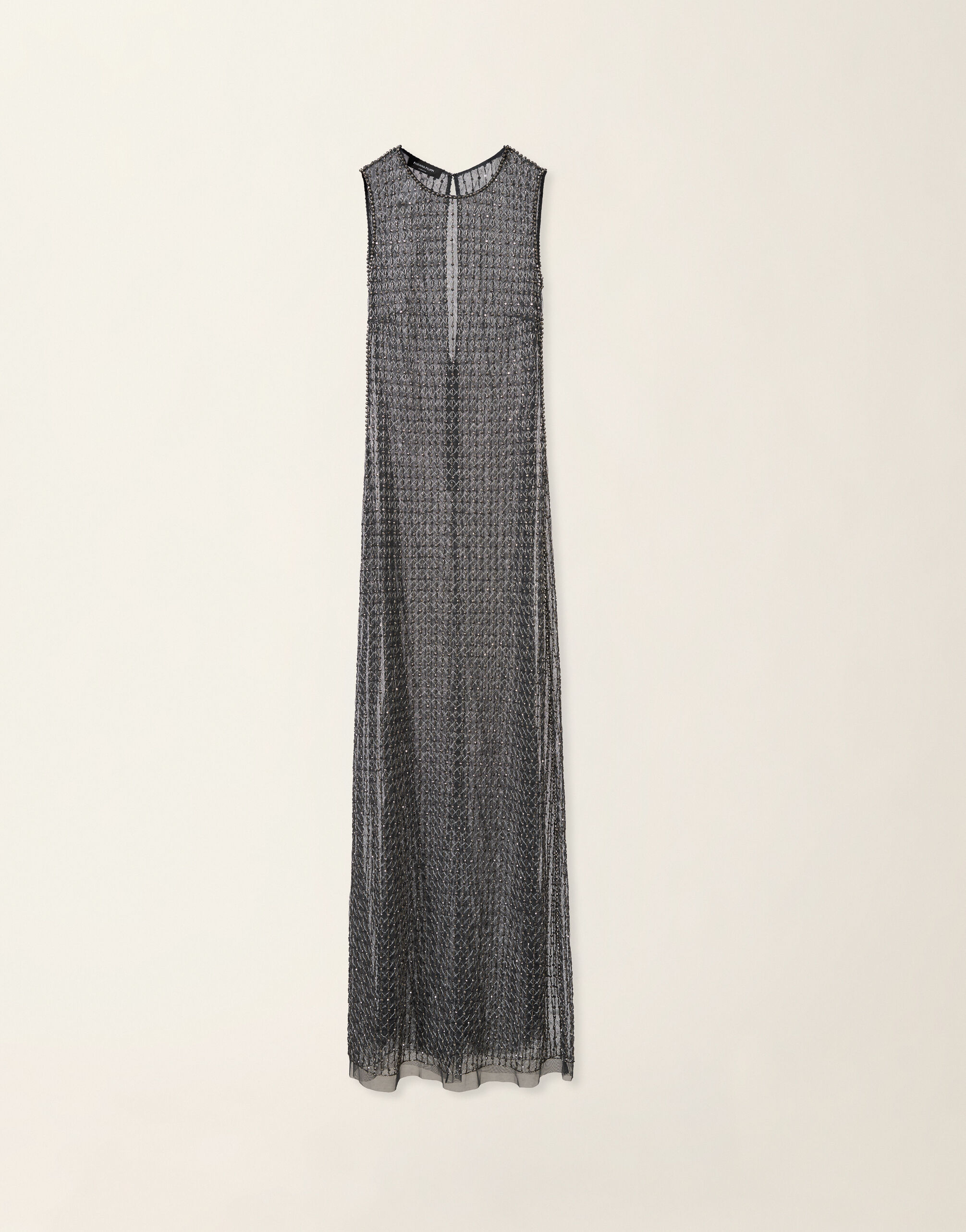 Moonlight embroidered slip dress, charcoal Fabiana Filippi Moonlight embroidered slip dress, charcoal Charcoal ABD226F598M4400000