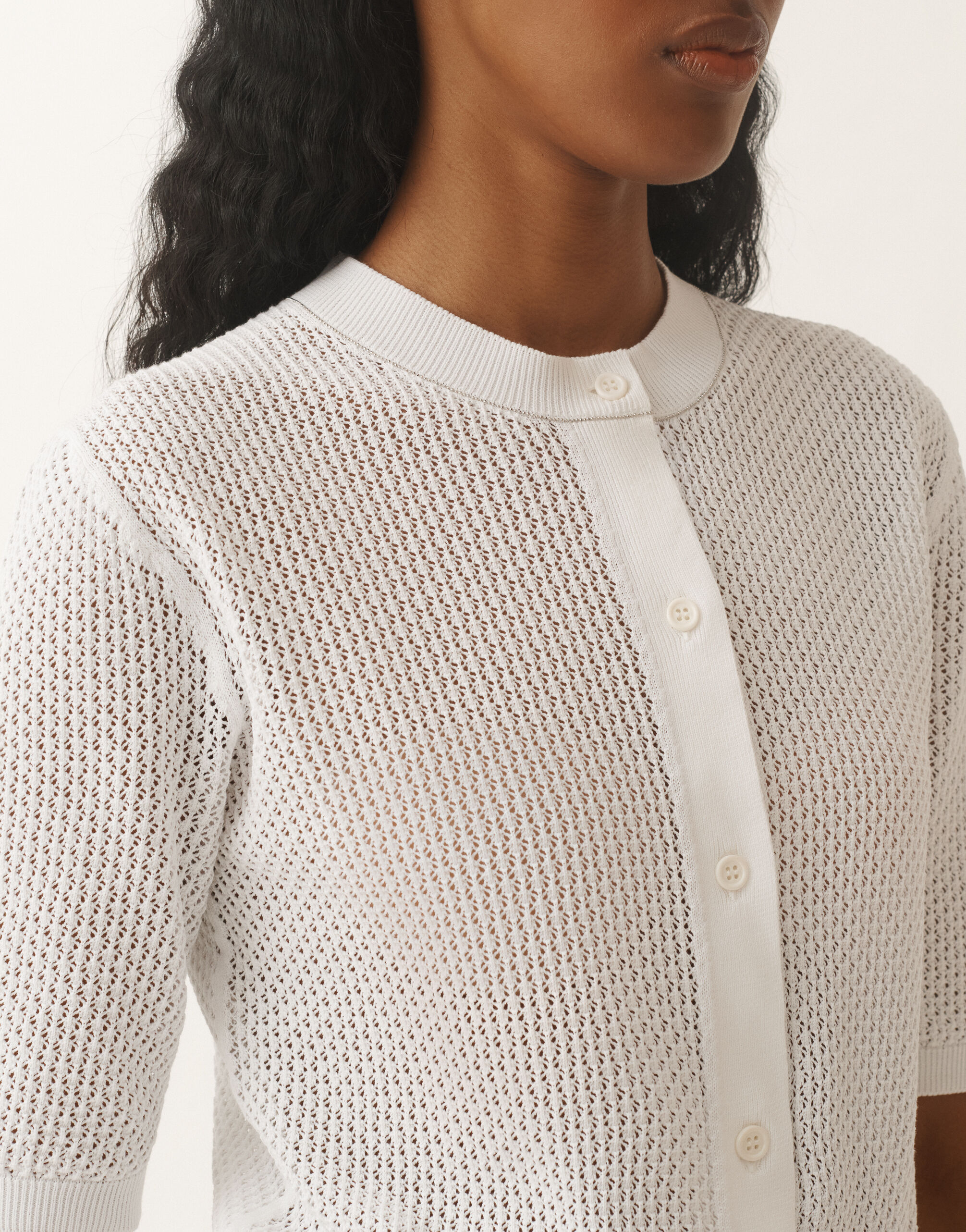 Fabiana Filippi Organic cotton cardigan, optical white WHITE MAD275F501L3340000