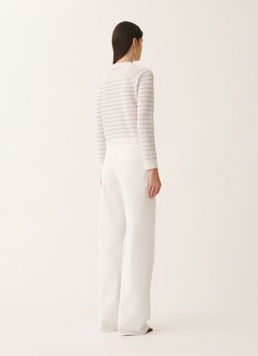 Fabiana Filippi Linen striped sweater, white and mauve WHITE/LAVENDER MAD275F031L3420000