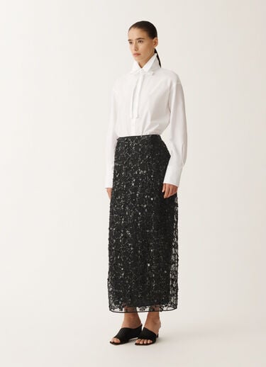 Fabiana Filippi Jupe en organza à paillettes brodées, noir NOIR GND265F401L1840000