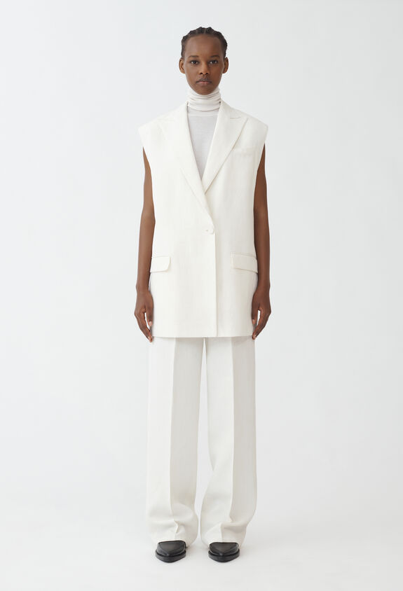 Fabiana Filippi LINEN VISCOSE CLOTH DOUBLE BREASTED VEST WHITE GCD264F164D6300000