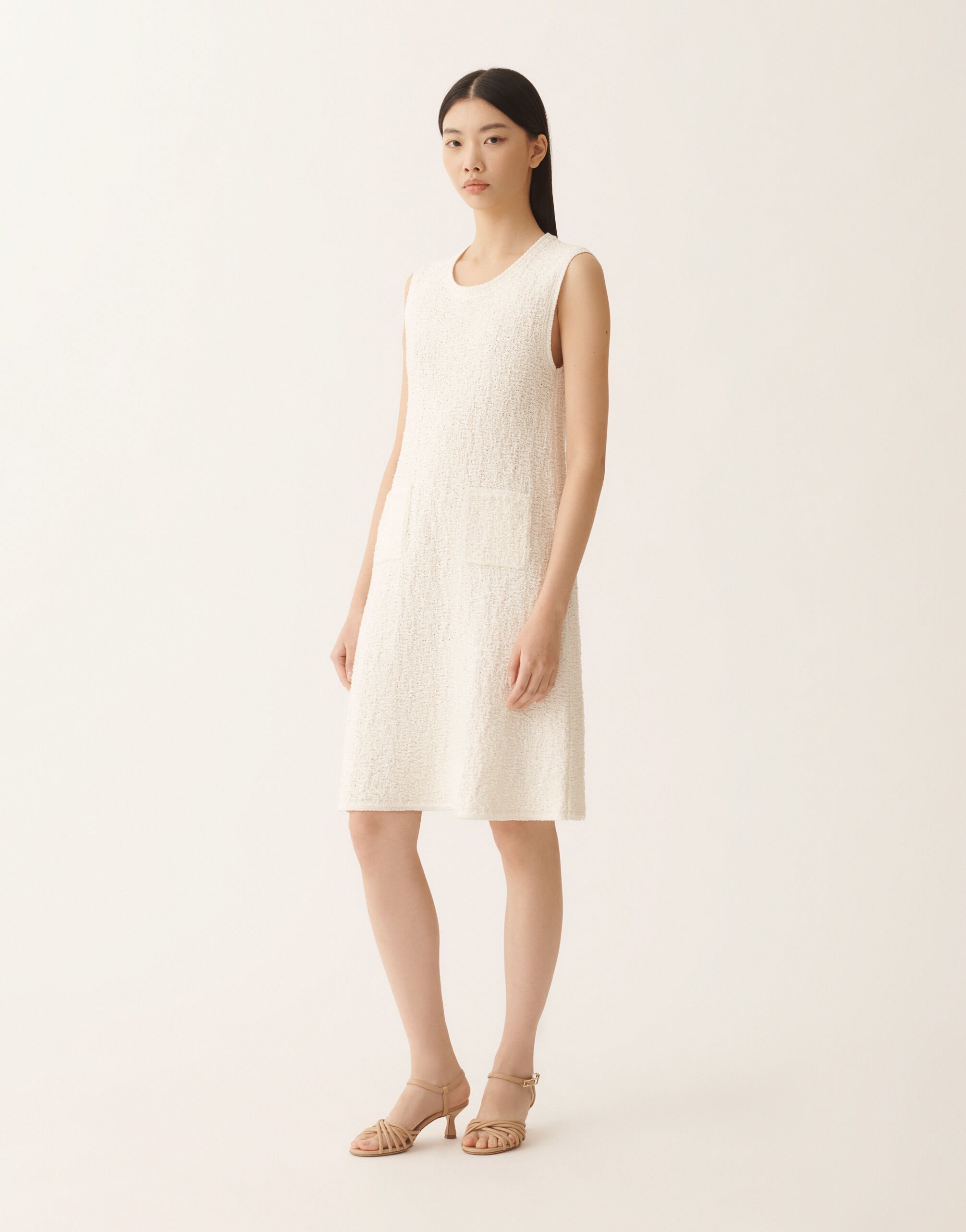 Fabiana Filippi Cotton tweed dress with sequins, butter BUTTER ABD276F684M2250000