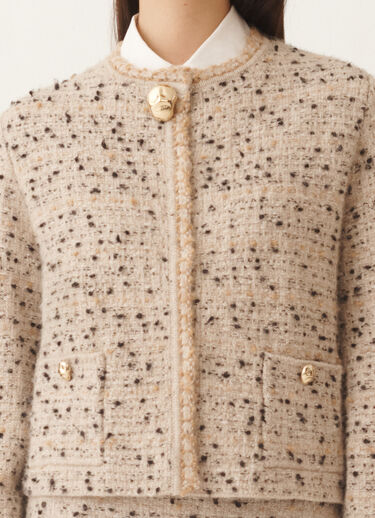 Fabiana Filippi Buttoned tweed jacket, maple and black BEIGE GCD215F122L5450000