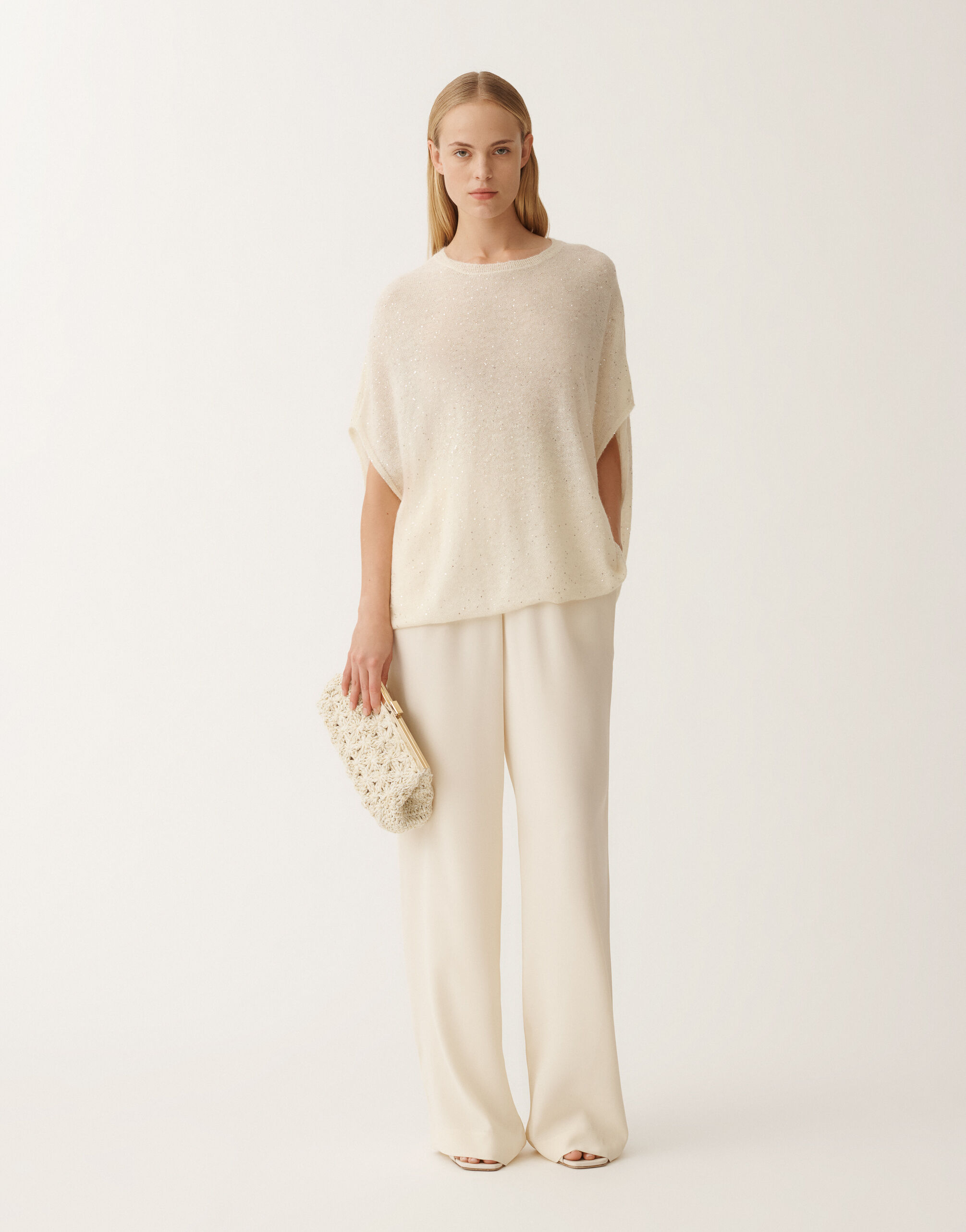 Fabiana Filippi Mohair cape, putty WHITE MAD265F082D8170000