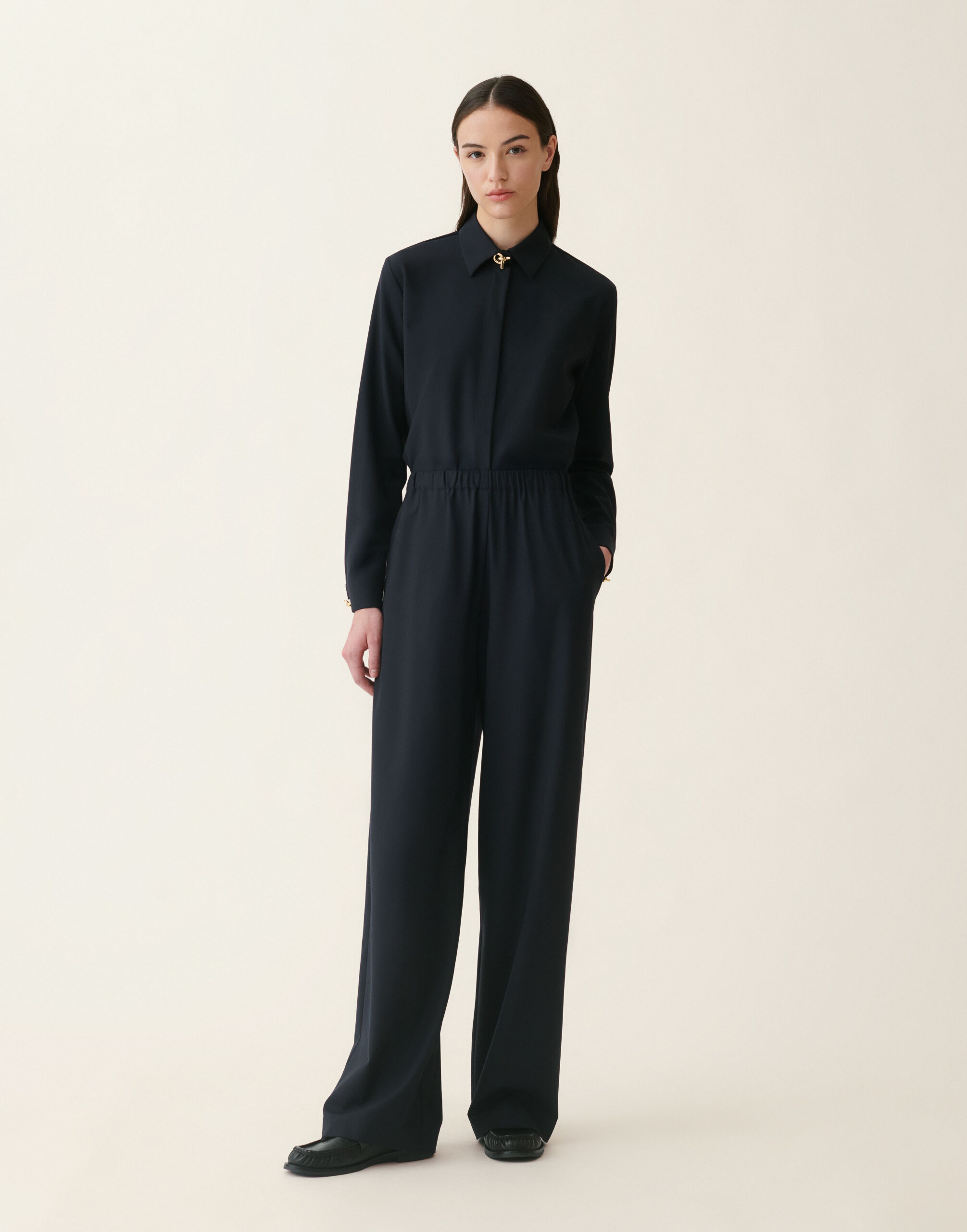 Pantalon Trevi en laine fraîche, bleu nuit Fabiana Filippi Pantalon Trevi en laine fraîche, bleu nuit Bleu nuit PAD216F456M2760000
