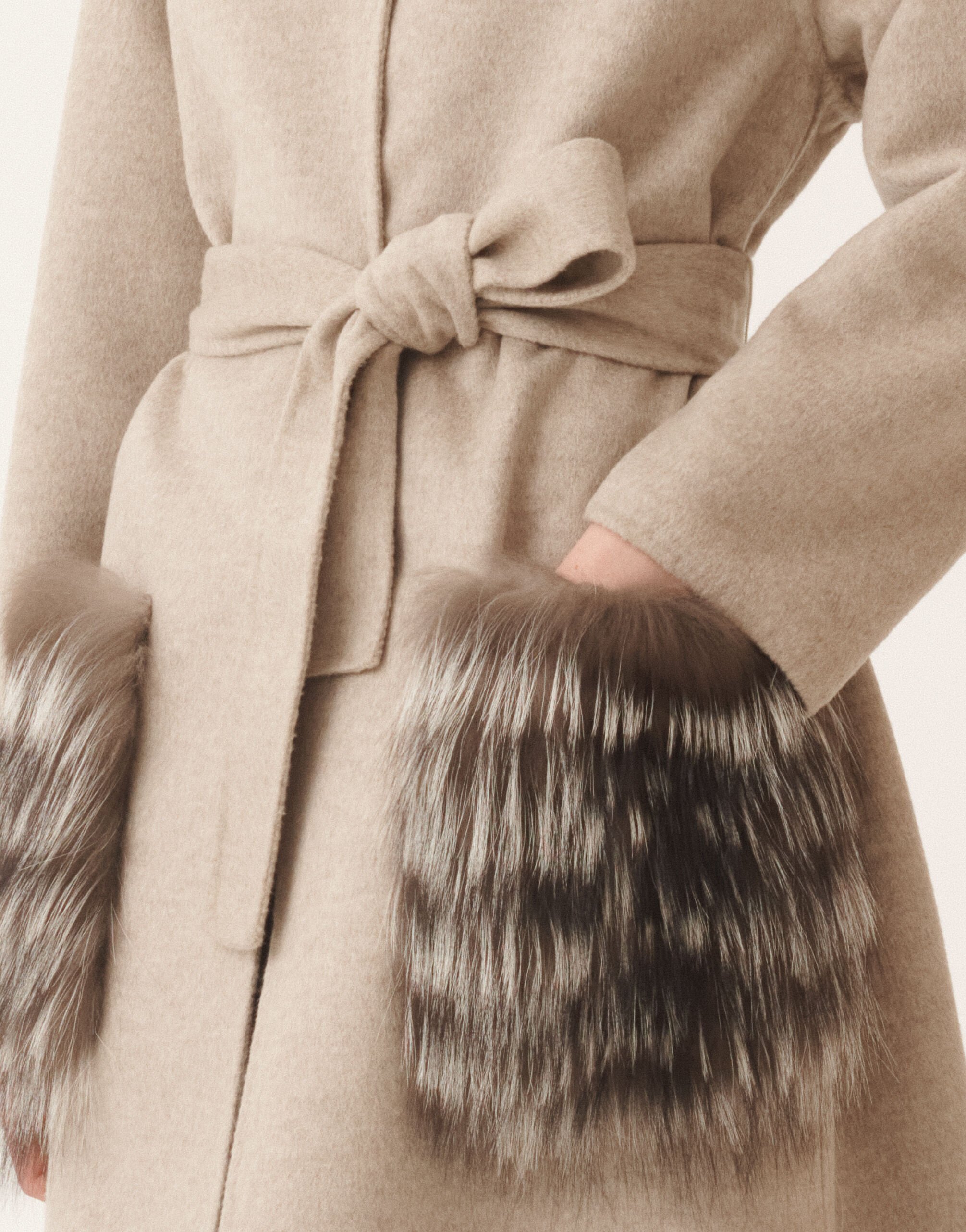 Double-faced wool and cashmere coat, coriander for Women | Fabiana