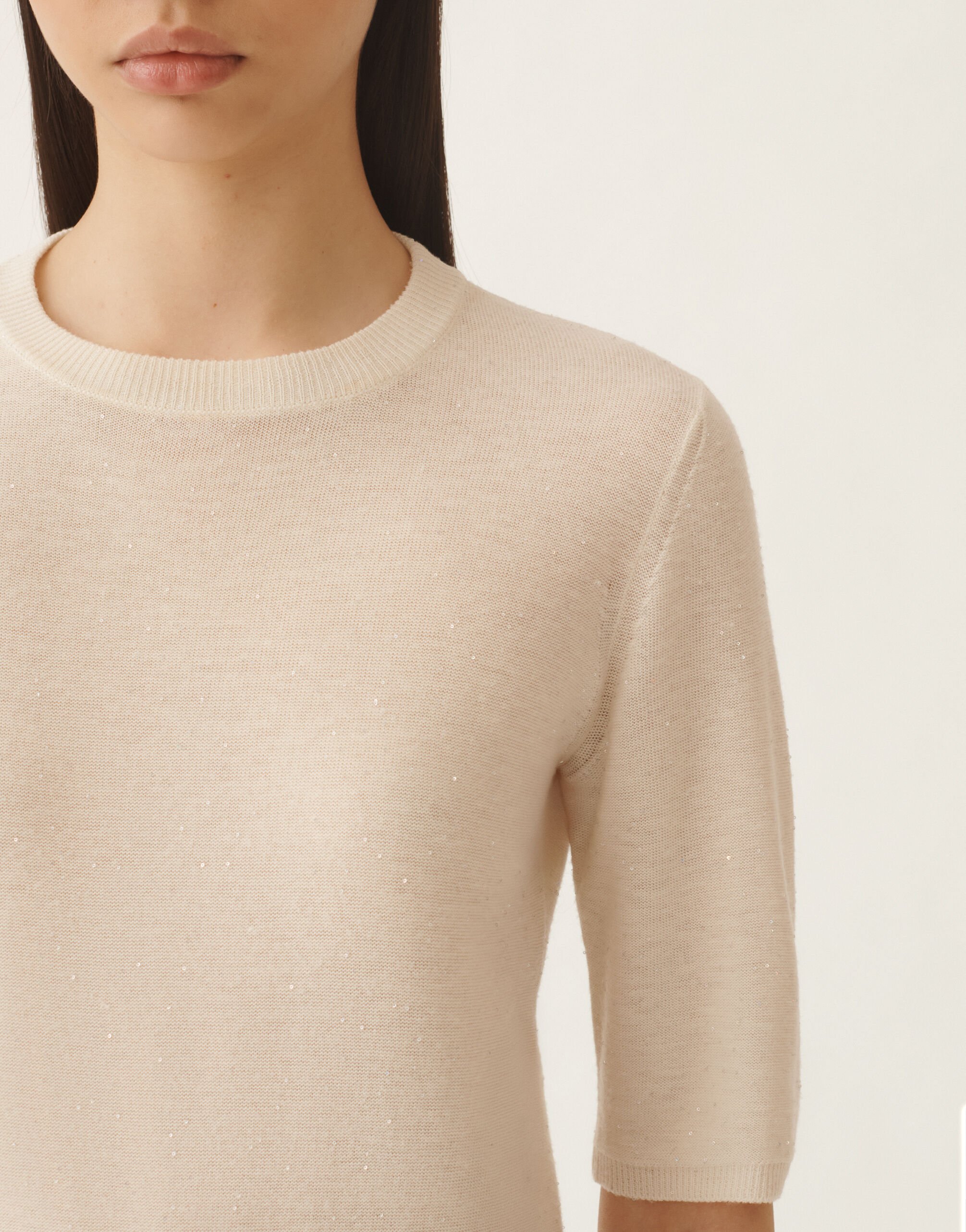 Fabiana Filippi Wollpullover mit Pailletten, weiß Weiß MAD215F088L5570000