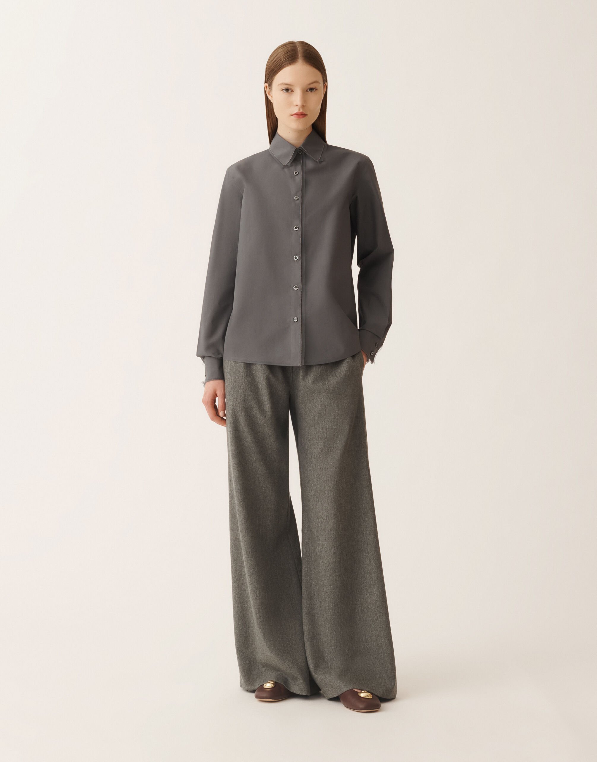 Fabiana Filippi Camisa de popelina, humo Gris CAD215F233L5820000