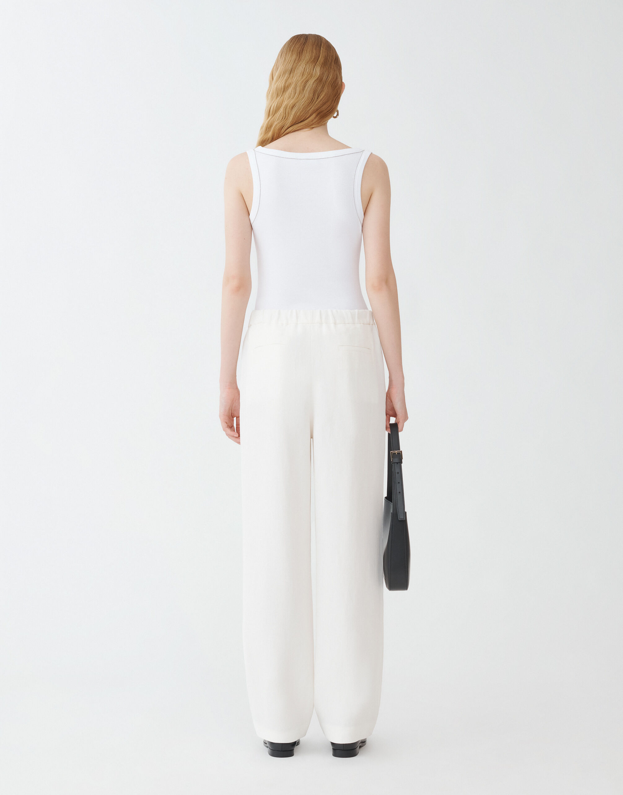 Fabiana Filippi VISCOSE LINEN JOGGING TROUSERS WHITE PAD274F255D5440000