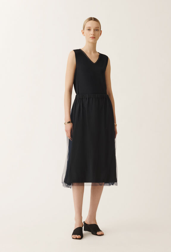 Fabiana Filippi Linen and viscose skirt, midnight blue BLUE GND275F848L3540000