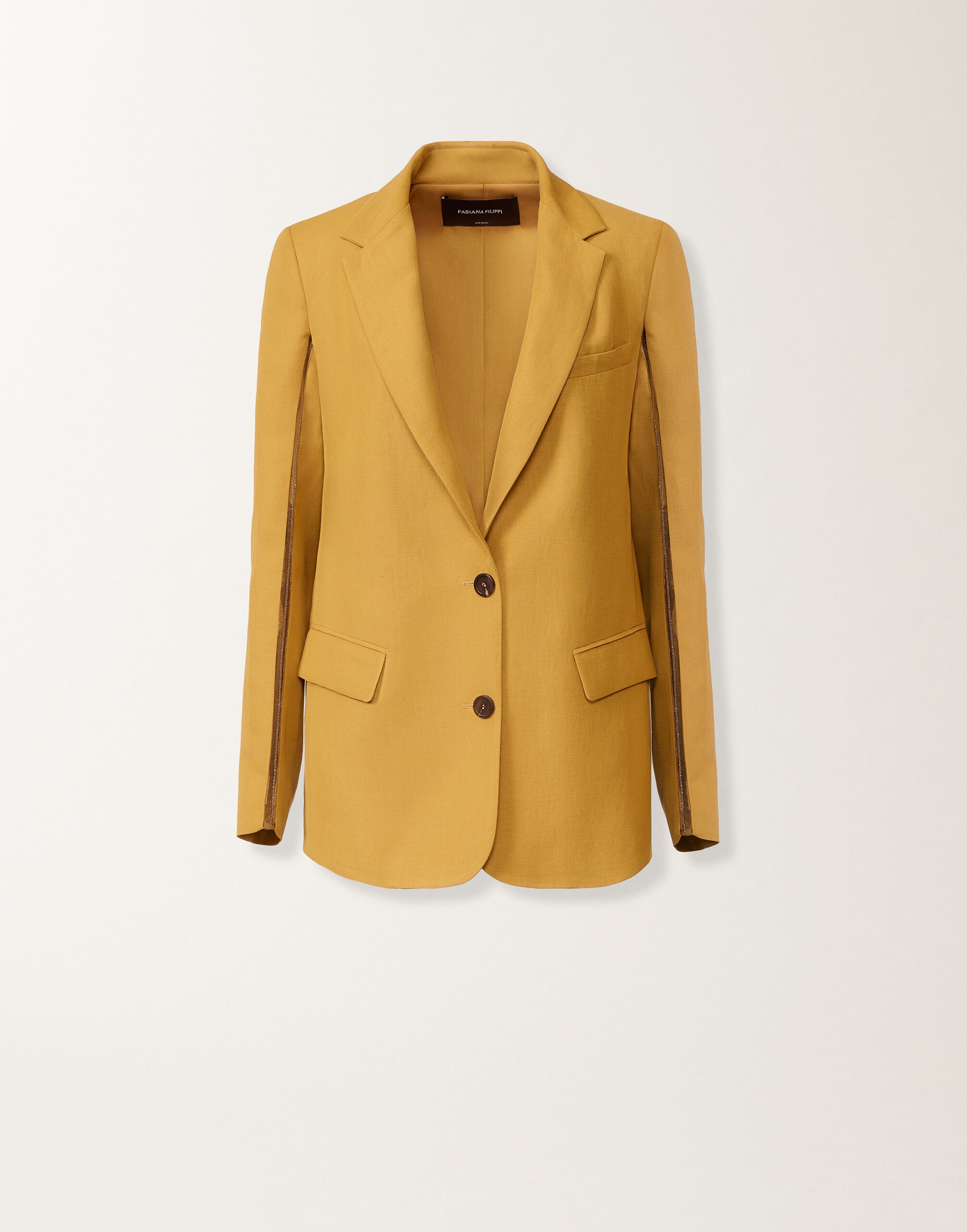 Fabiana Filippi Übergroße Jacke aus fließendem Leinen und Viskose, Senf SENF GCD276F218M1480000