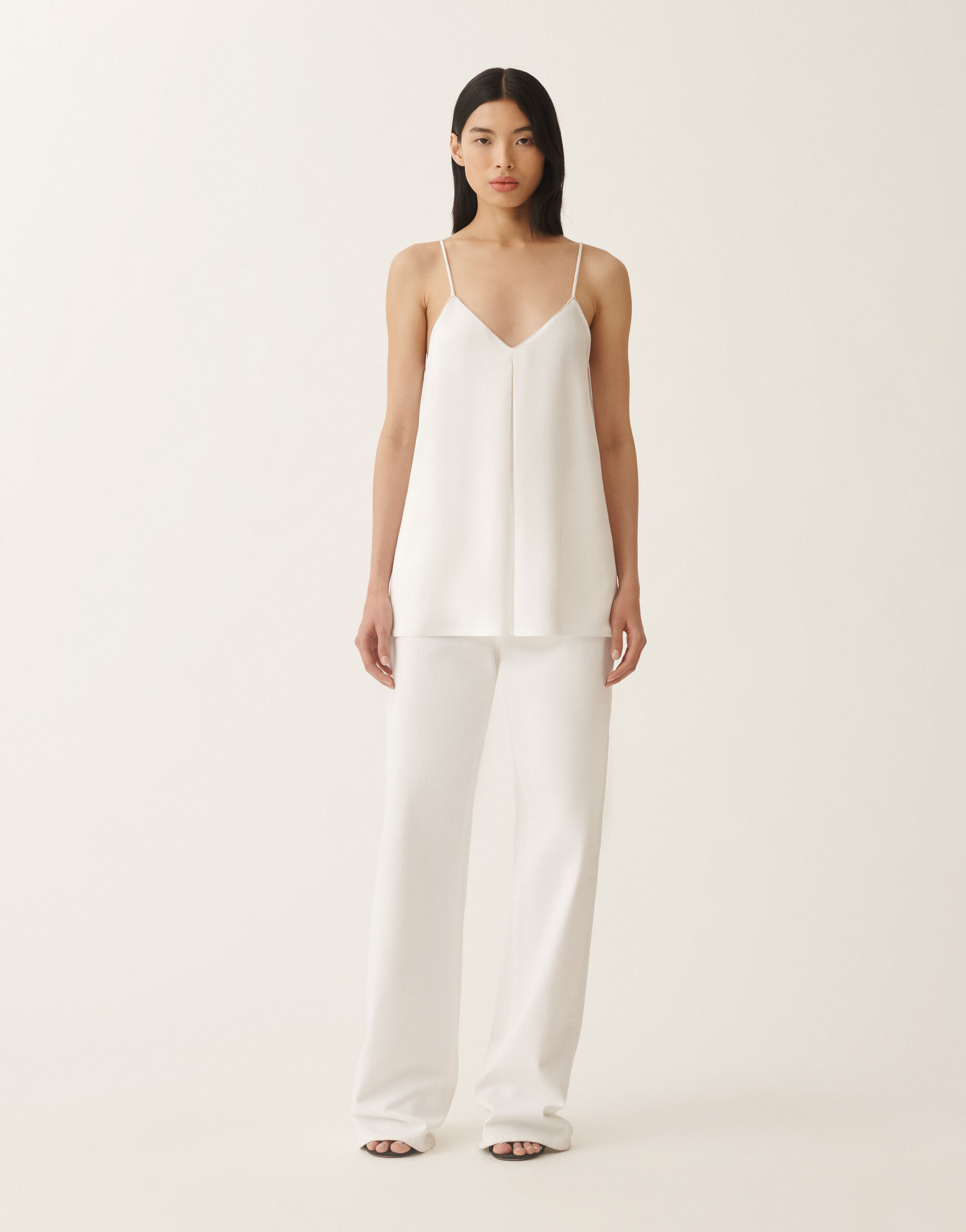 Fabiana Filippi Viscose satin lingerie top, white WHITE TPD275F609L4530000