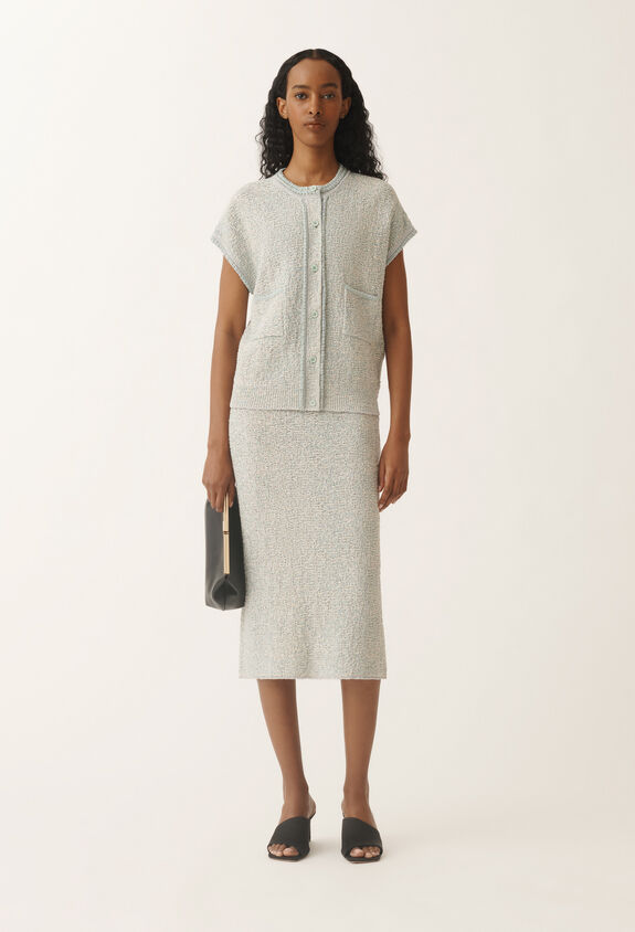Fabiana Filippi Lurex knit tweed cardigan, vanilla and aqua green VANILLA/AQUAGREEN MAD275F557L3660000