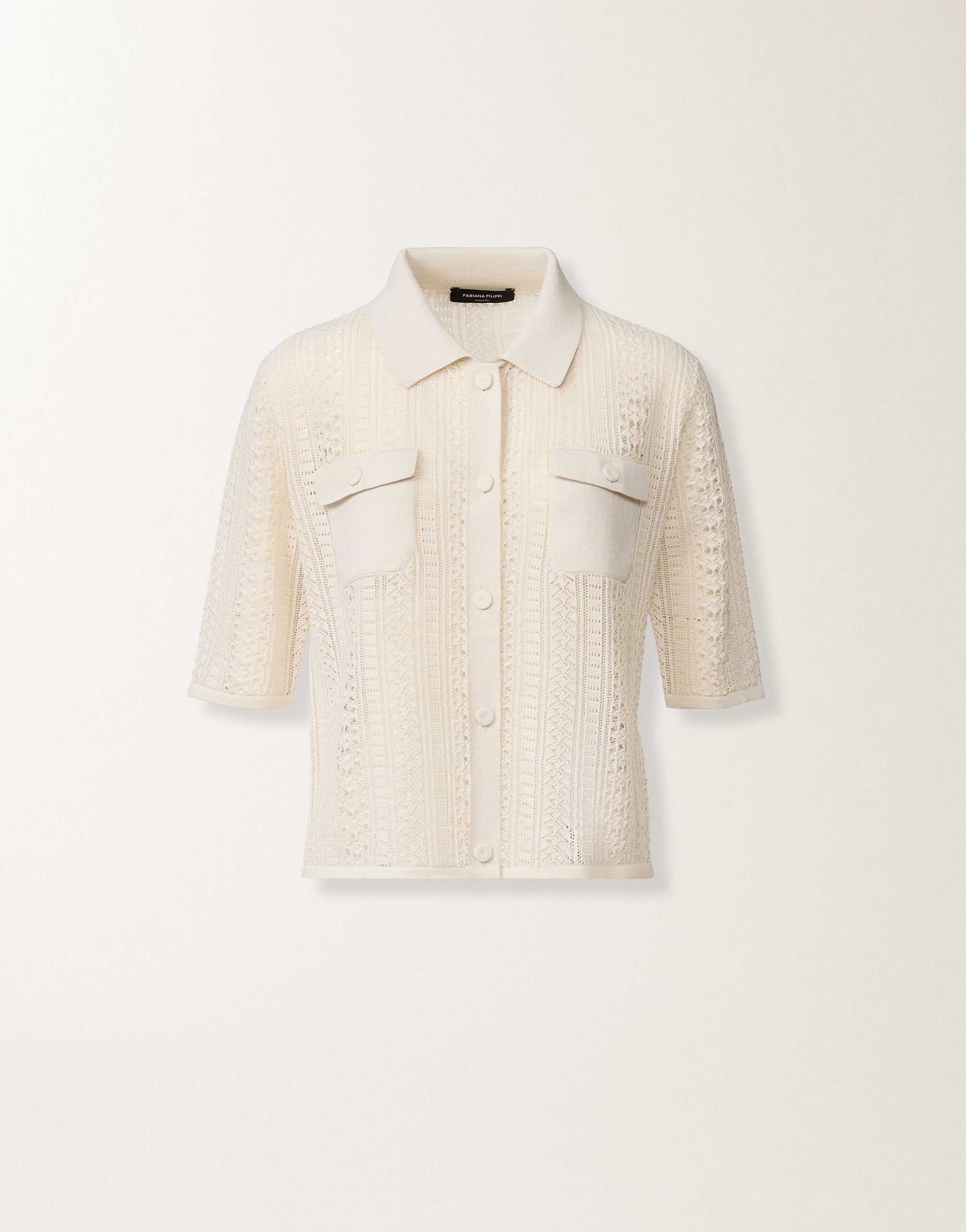 Polo in cotone organico con viscosa brillante, burro Fabiana Filippi Polo in cotone organico con viscosa brillante, burro BURRO MAD276F479M1320000