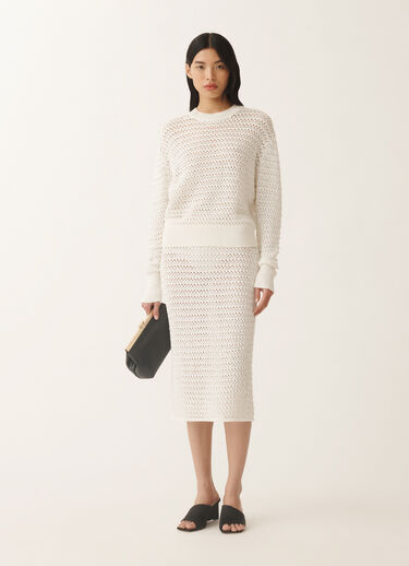 Fabiana Filippi Cotton sweater with sequins, white WHITE MAD275F570L3530000