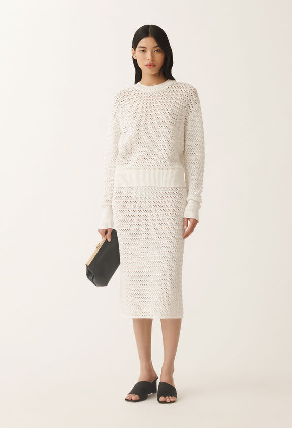 Fabiana Filippi Cotton sweater with sequins, white WHITE MAD275F570L3530000