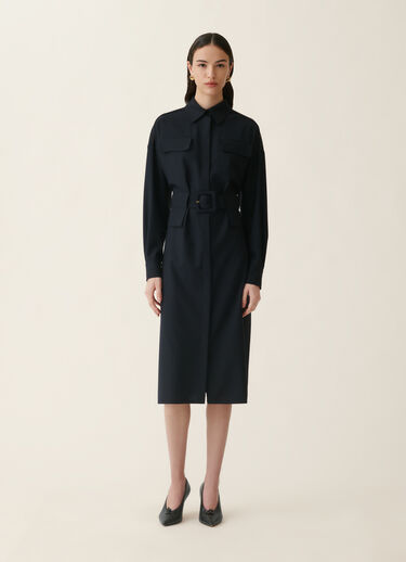 Robe saharienne en laine fraîche, bleu nuit Fabiana Filippi Robe saharienne en laine fraîche, bleu nuit Bleu nuit ABD216F371M2980000