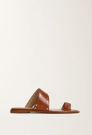 Fabiana Filippi Leather thong sandals with studs, tan LEATHER ASD275A094L4140000
