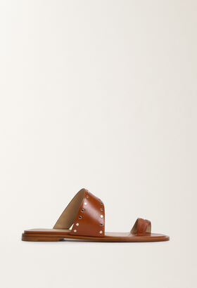 Fabiana Filippi Leather thong sandals with studs, tan BROWN ASD265A902L2540000