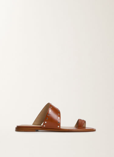 Fabiana Filippi Leather thong sandals with studs, tan LEATHER ASD275A094L4140000