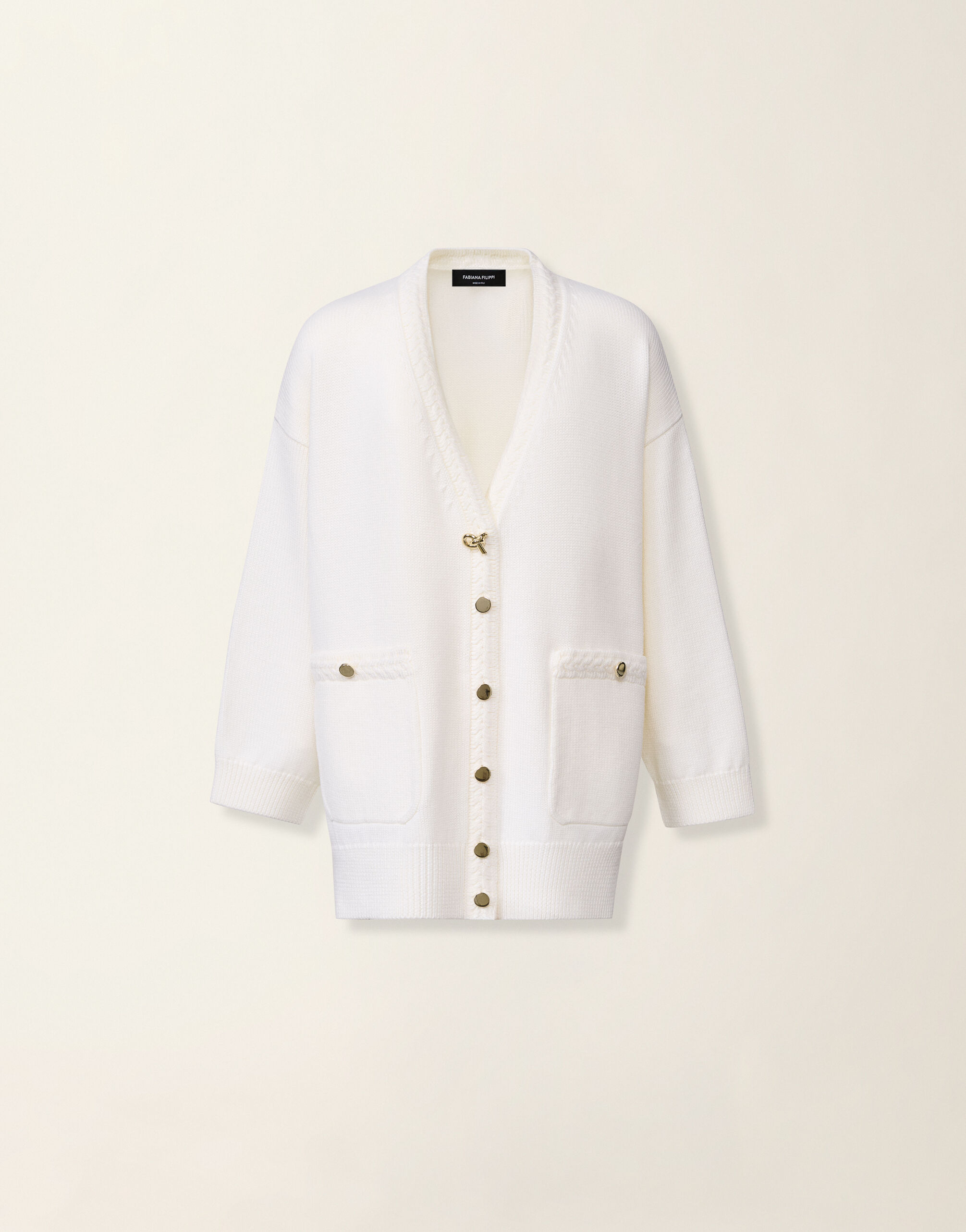 Fabiana Filippi Cardigan en laine mérinos, raphia Raphia MAD216F063D4620000