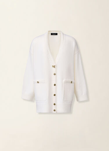 Fabiana Filippi Cardigan en laine mérinos, raphia Raphia MAD216F063D4620000