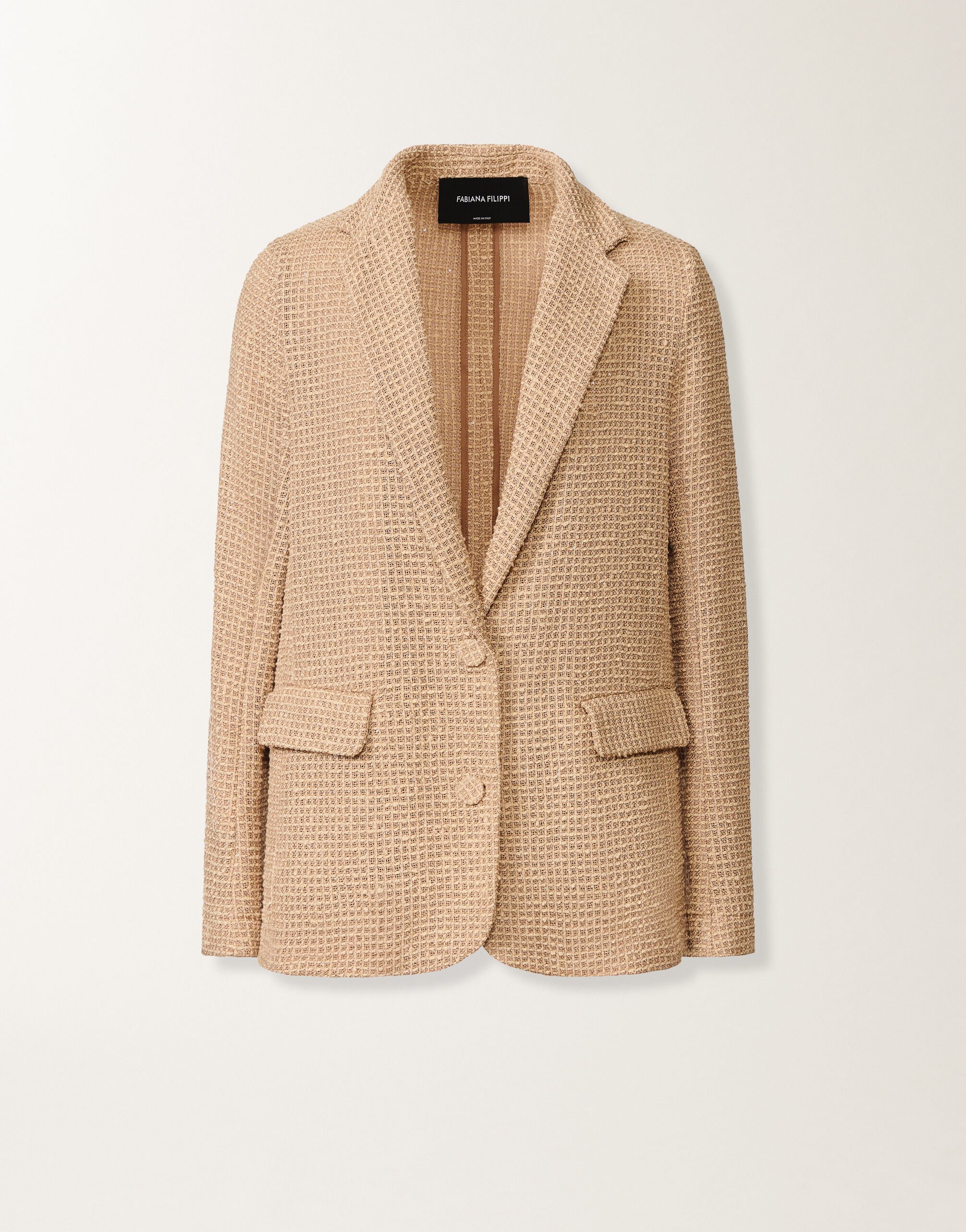 Fabiana Filippi Oversized jacket in cotton mesh and sequins, maple ACER GCD276F218D9660000