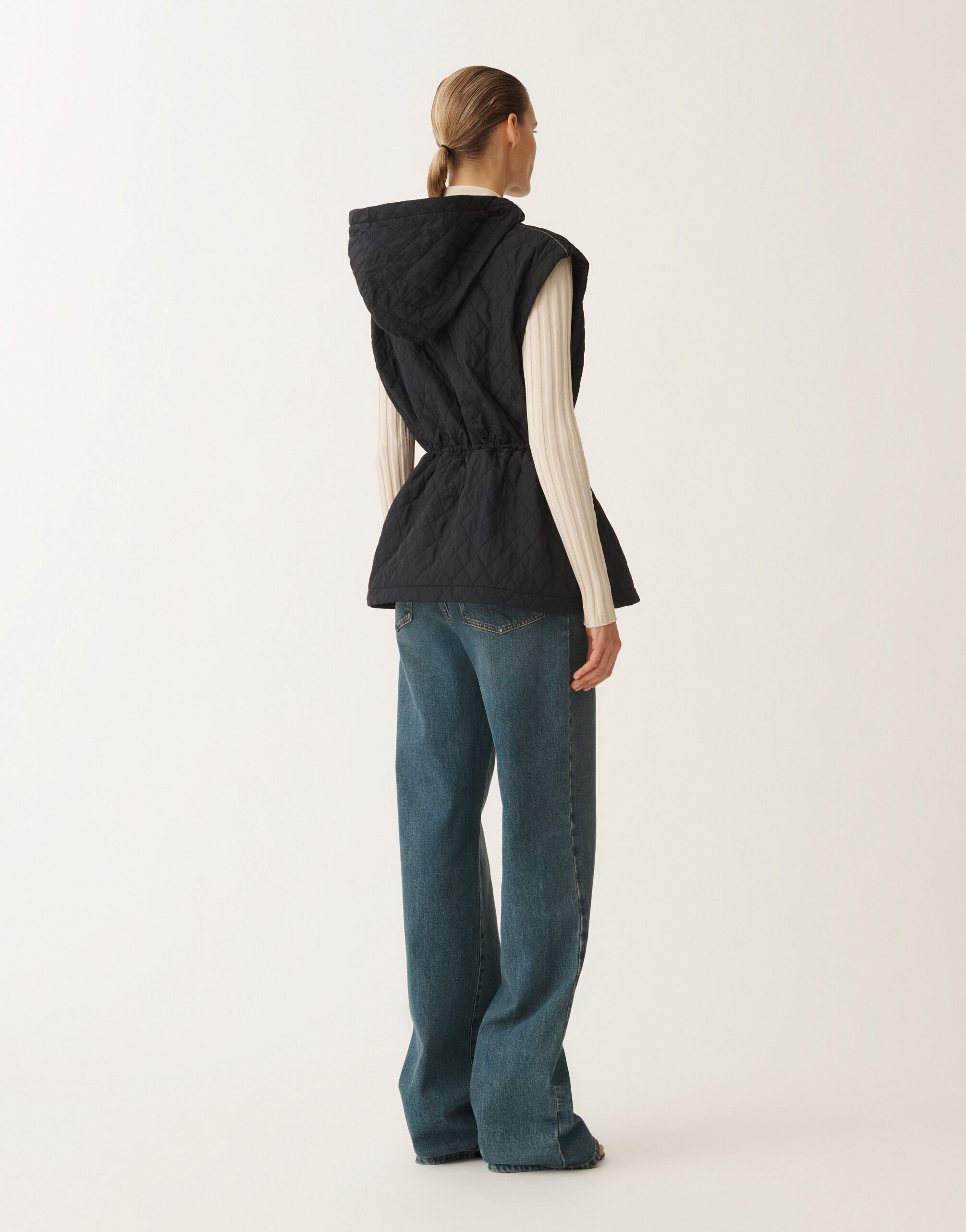 Fabiana Filippi Technical taffeta gilet vanilla, midnight blue BLUE CTD265F244L2970000