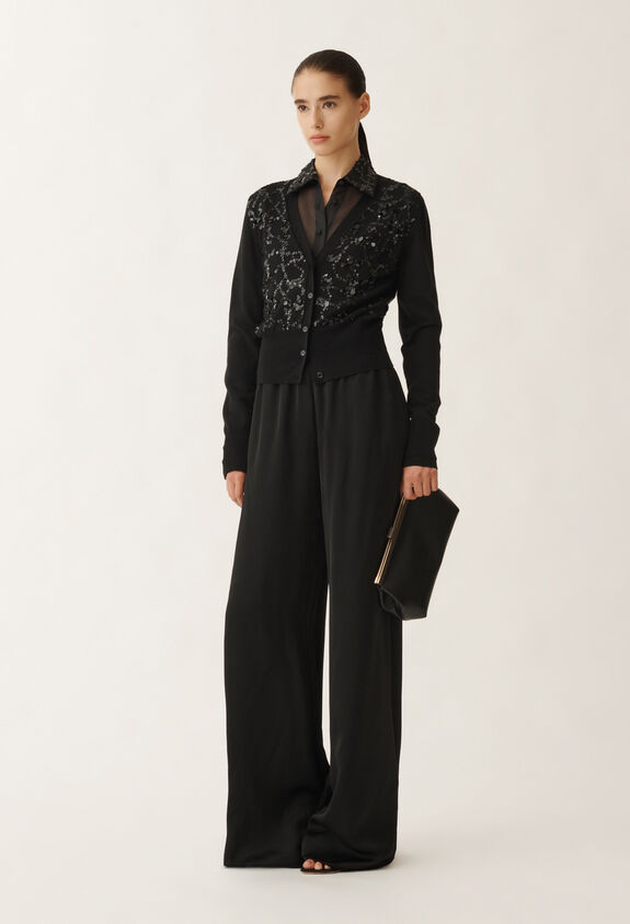 Fabiana Filippi Wool and cotton cardigan, black BLACK MAD265F038L1630000