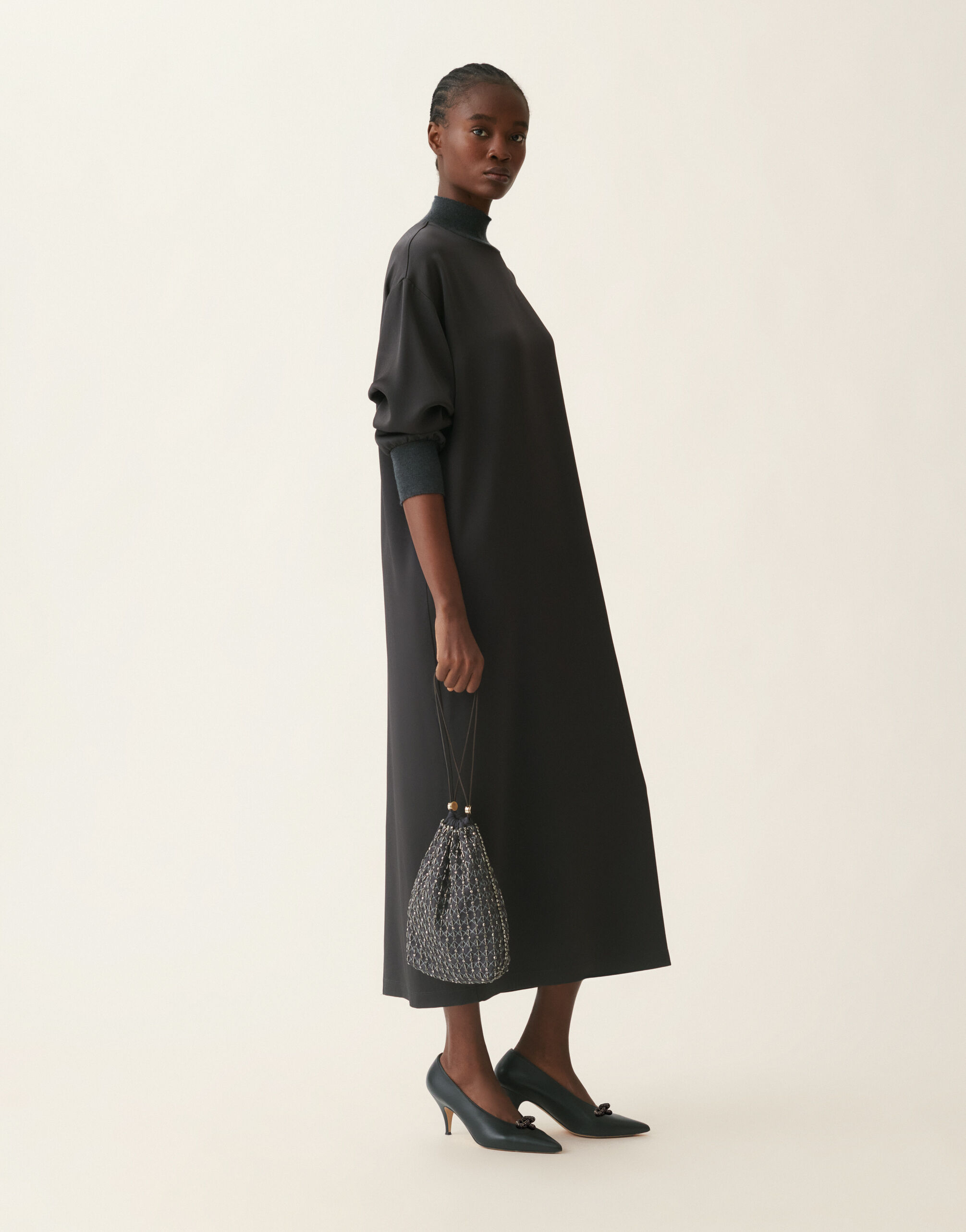Fabiana Filippi Shiny enver satin dress, charcoal Charcoal ABD226F588M4320000