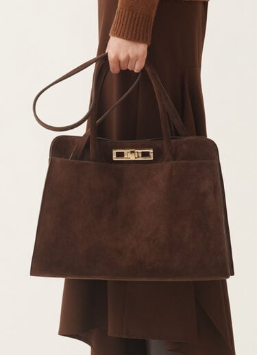 Fabiana Filippi Große Handtasche aus Wildleder, ebenholzbraun Braun BGD215A851L8070000