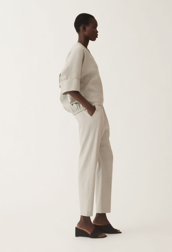 Fabiana Filippi Stretch viscose and linen trousers, steel STEEL PADC02F410H5490000