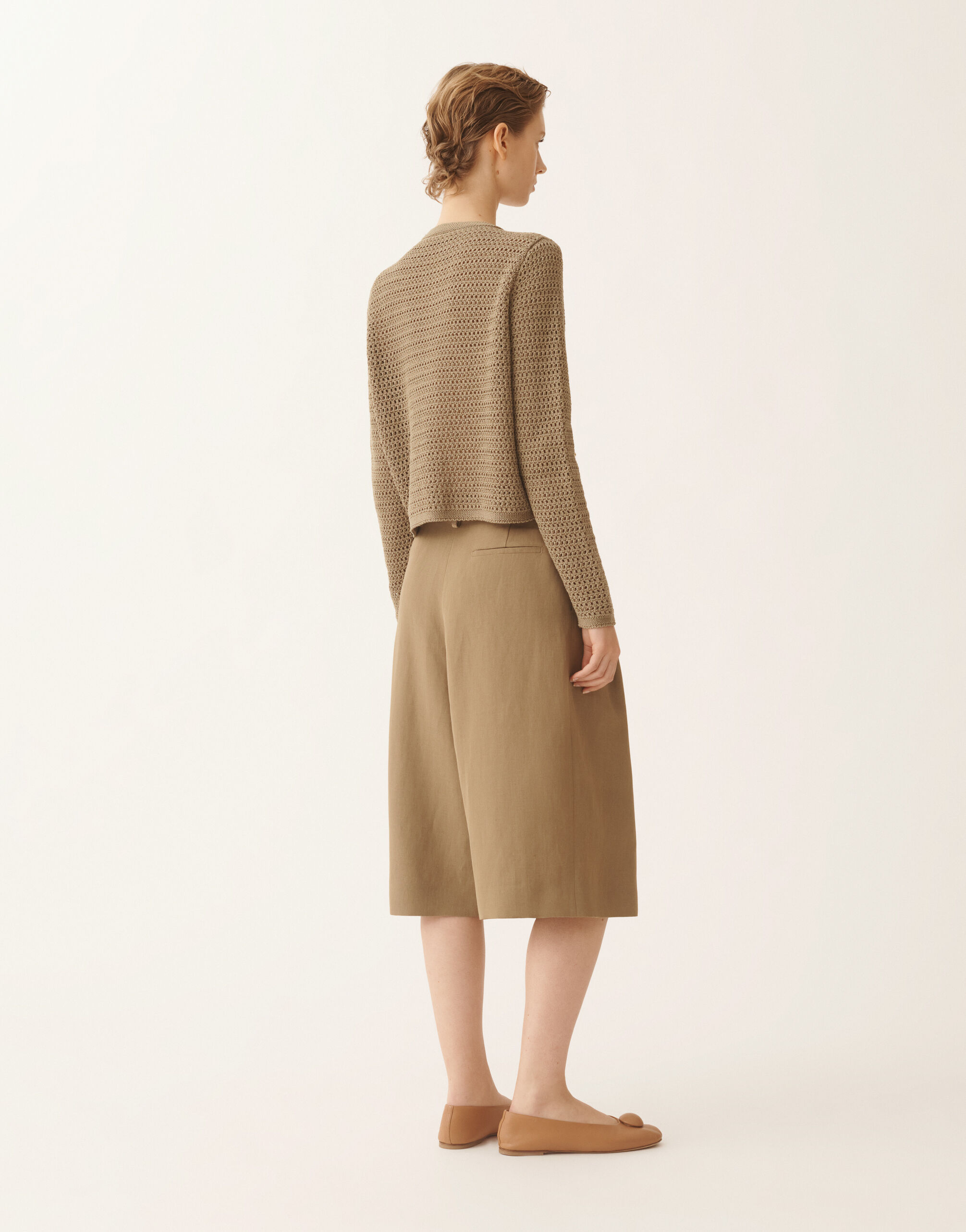 美品FABIANA FILIPPI カシミヤアルパカシルクカーディガンジャケット レディースコットンフェットゥッチャカーディガン、カーキ ニット