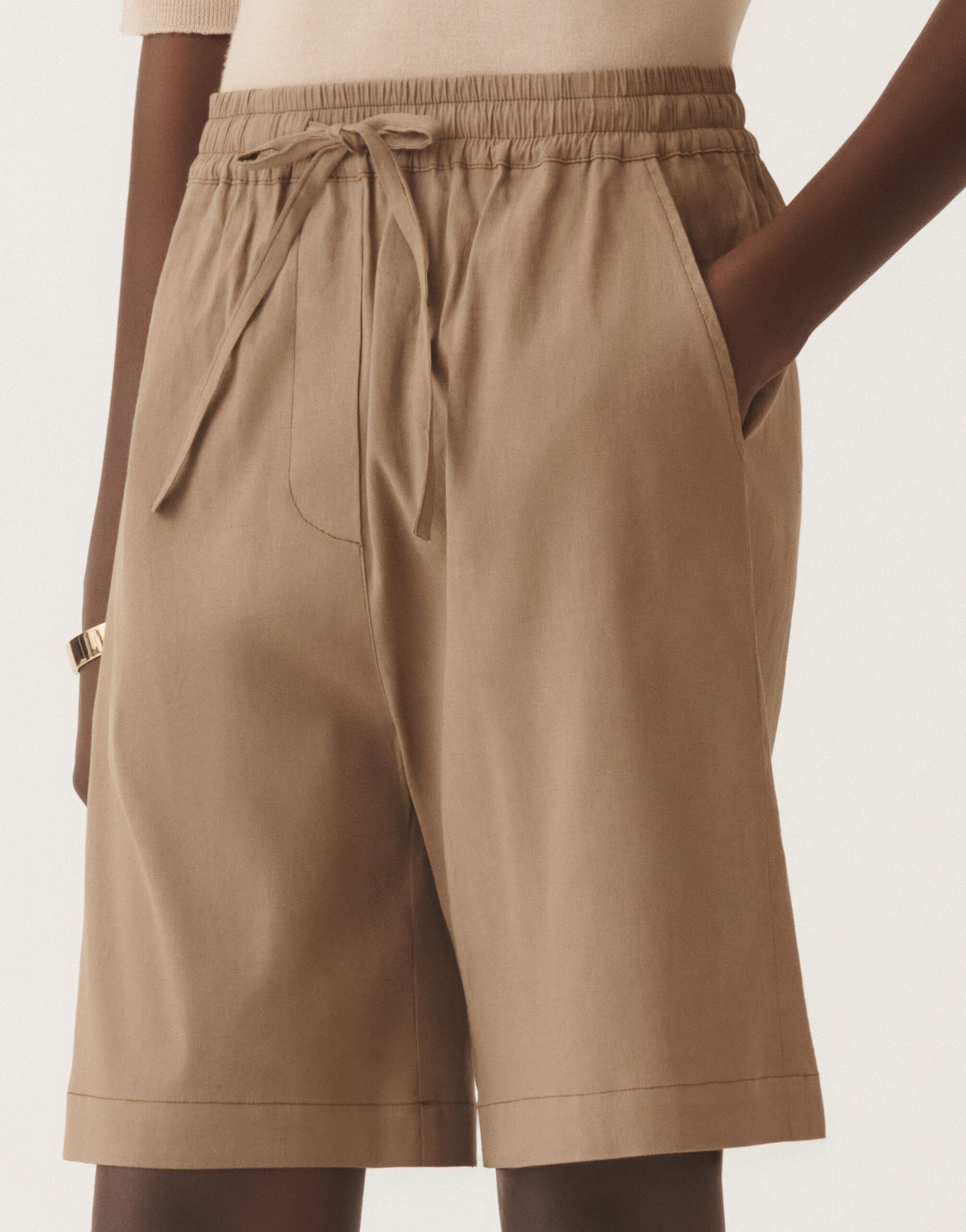 Fabiana Filippi Stretch viscose and linen shorts, taupe TAUPE PADC02F412H5490000