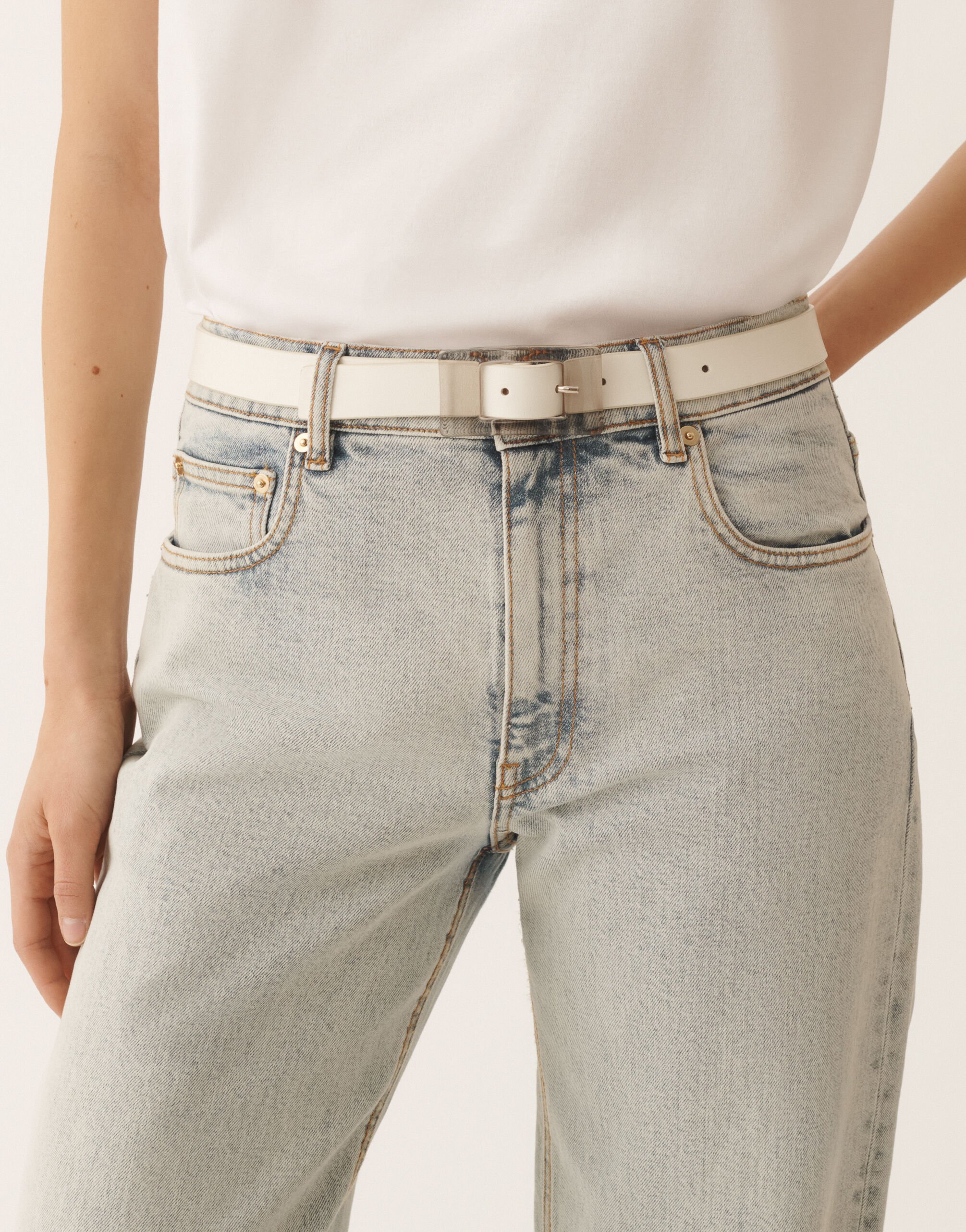 Fabiana Filippi Calf leather belt, butter White AAD266A860M0260000