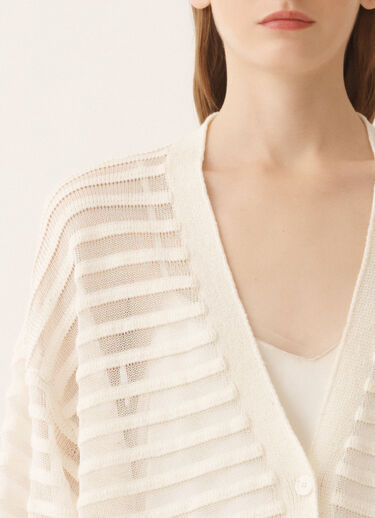 Fabiana Filippi White cotton and linen cardigan with sequins White MAD266F100L7680000