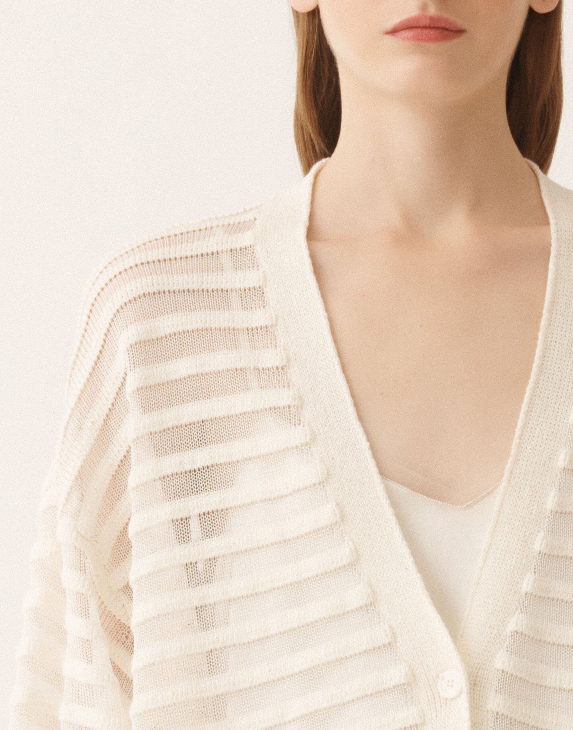 Fabiana Filippi White cotton and linen cardigan with sequins White MAD266F100L7680000