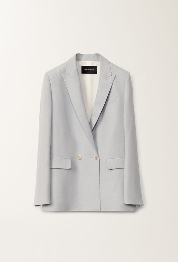 Fabiana Filippi Linen and viscose double-breasted jacket, mauve LAVENDER GCD275F412L3100000