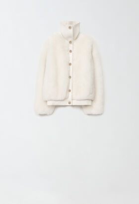 Fabiana Filippi Cashmere fur bomber jacket, raffia YELLOW PLD265F280D7510000