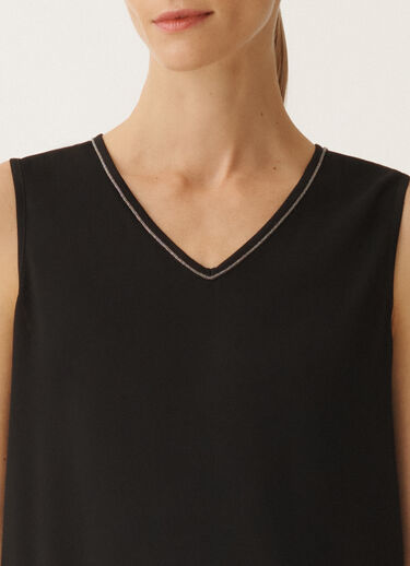 Fabiana Filippi Stretch sablé vest top, black BLACK TPD265F773L2350000