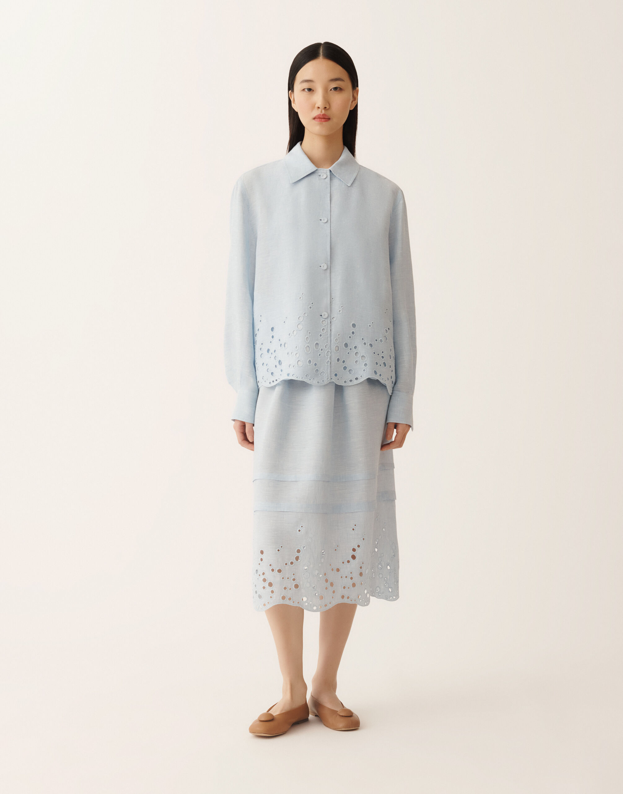 Sky blue linen canvas jacket for Women | Fabiana Filippi®