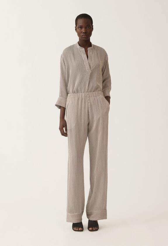 Fabiana Filippi Striped viscose and silk trousers, black and white WHITE/BLACK PADC02F415H5530000
