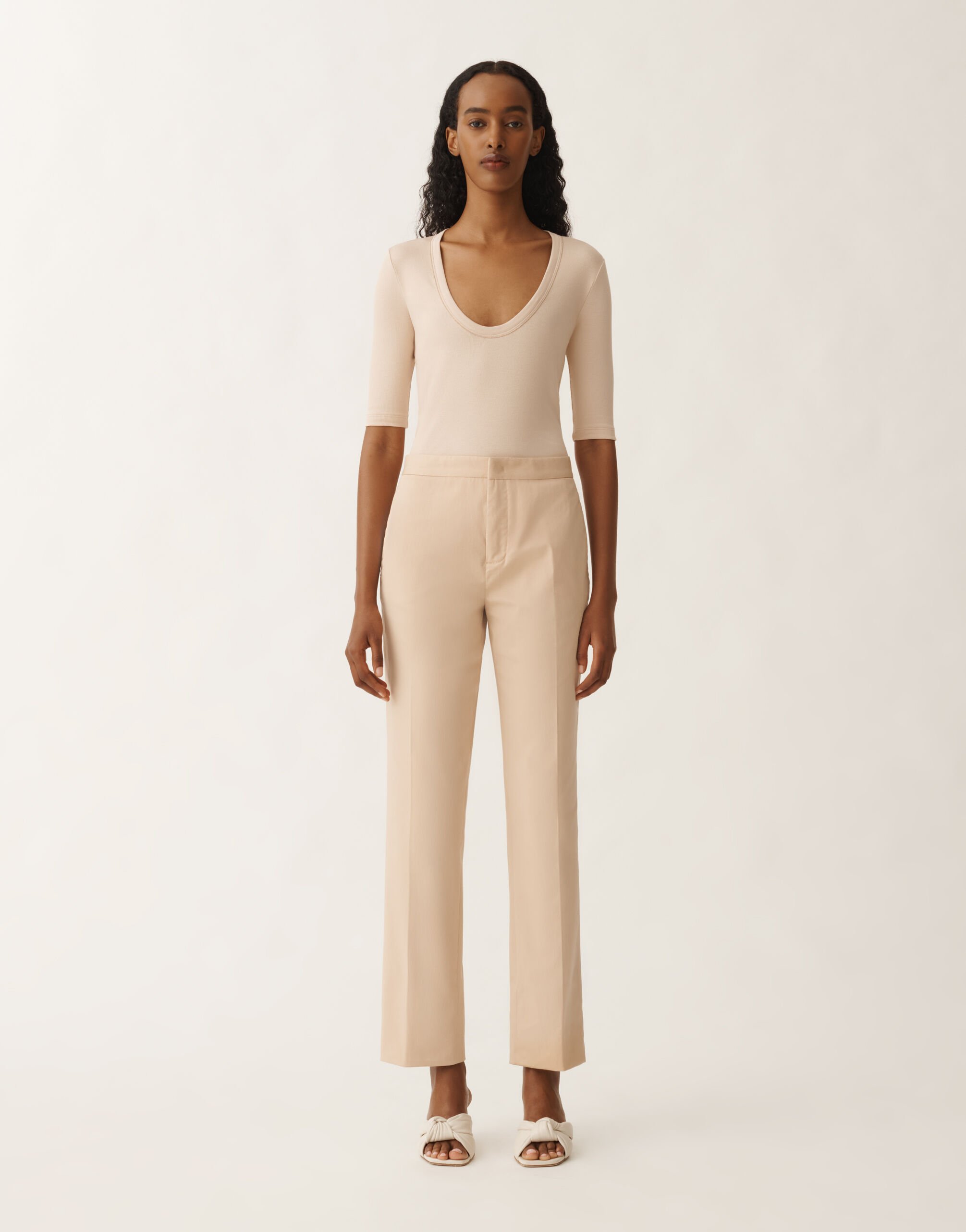 Fabiana Filippi Montefalco gabardine trousers, sand BROWN PAD265F326L1920000