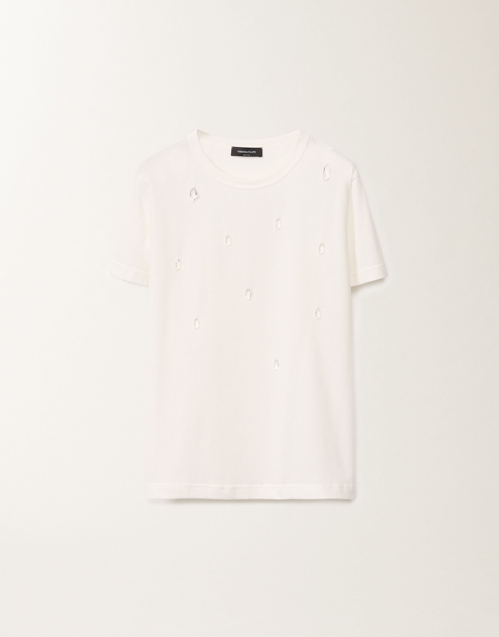 SHORT SLEEVE BASIC T-SHIRT WITH ROCKS BEADING