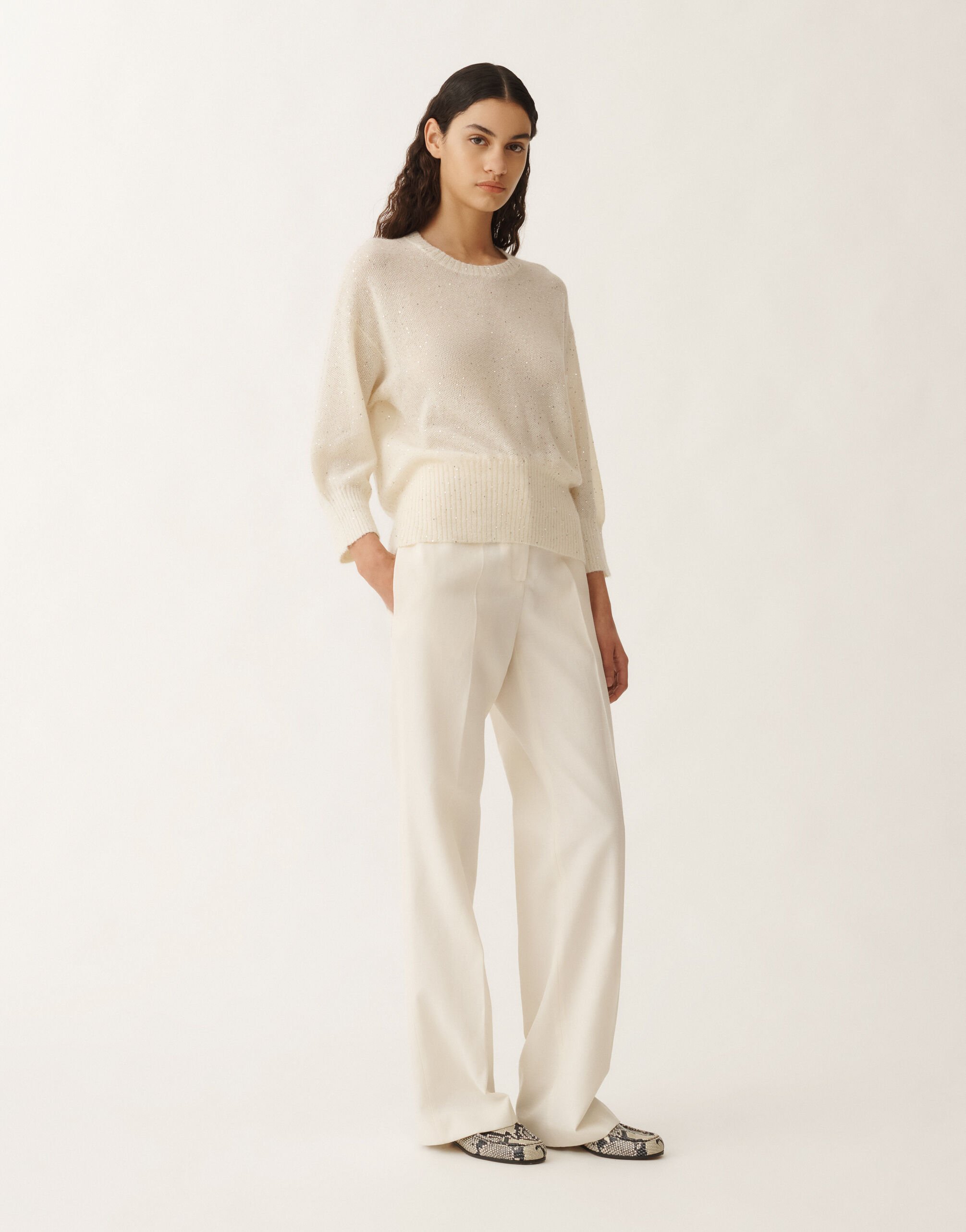 Fabiana Filippi Maglia in mohair, mastice BIANCO MAD265F040D8170000